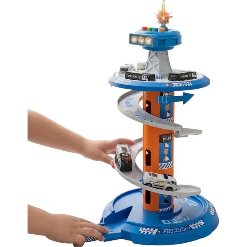 Pista De Carros Police +sonidos Y Luces Pc-3715-1 Azul