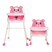 Silla Comedor Osito 4 En 1 Modelo 2024 Rosa Liso Ajustable Portátil