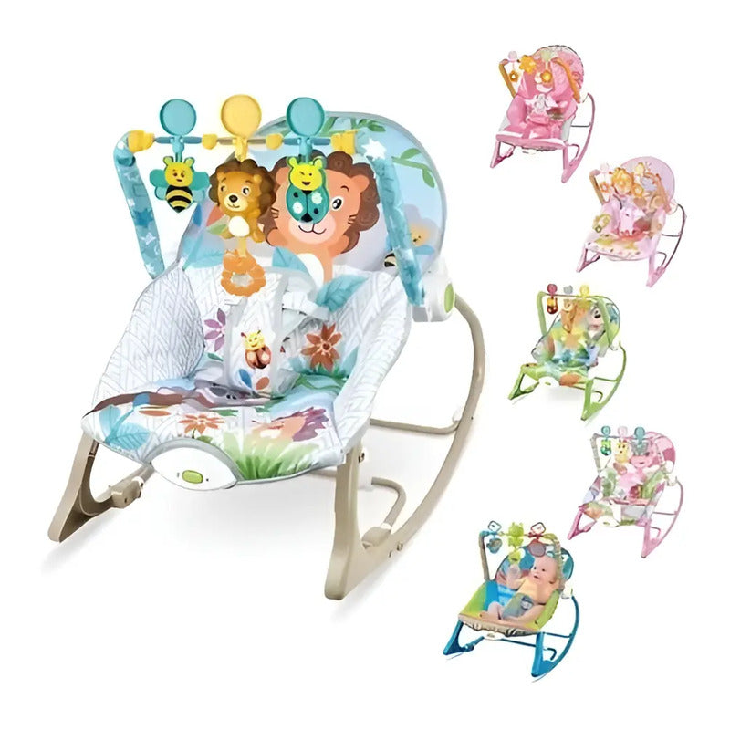 Silla Vibradora Mecedora Musical Niña-niños Baby Rocker León Gris