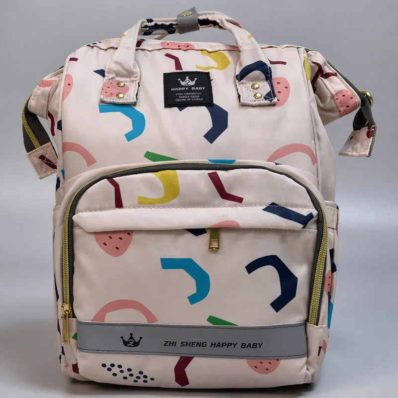 Bolso Pañalera Morral Moderno De Bebe Estampados 11519-13 Beige Colores