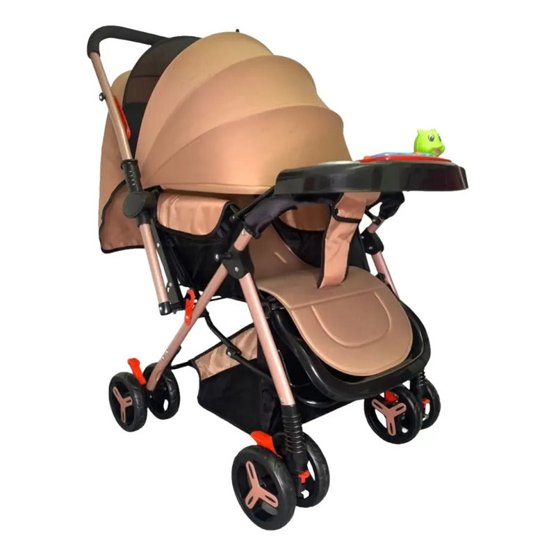 Coche Para Bebe Capota Expandible Reversible Cs-16 Beige Dorado