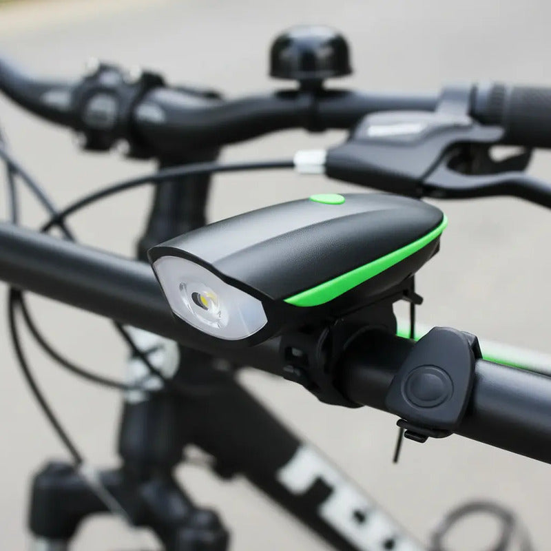 Luz Linterna Blanca Con Pito Bicicleta Recargable 250 Lumens