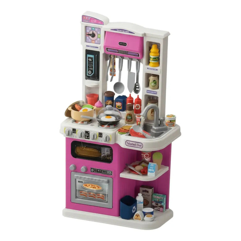 Cocina Infantil Agua,vapor Luces Y Sonidos 92 Pcs 008-58 Color Beis