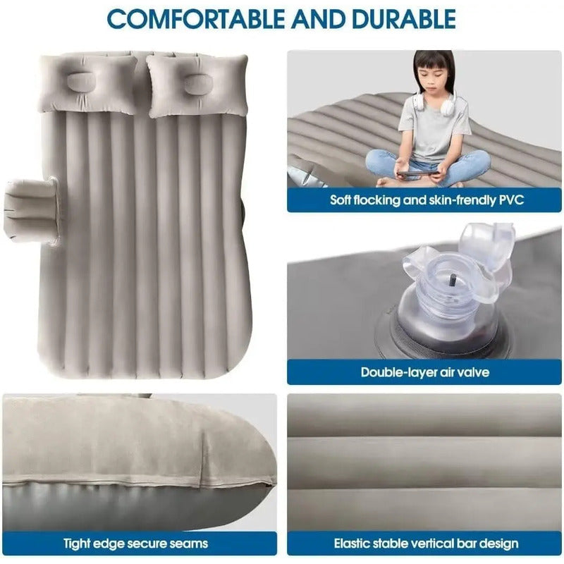 Colchon Inflable Para Carro Automovil Cama De Aire Viajes Gris