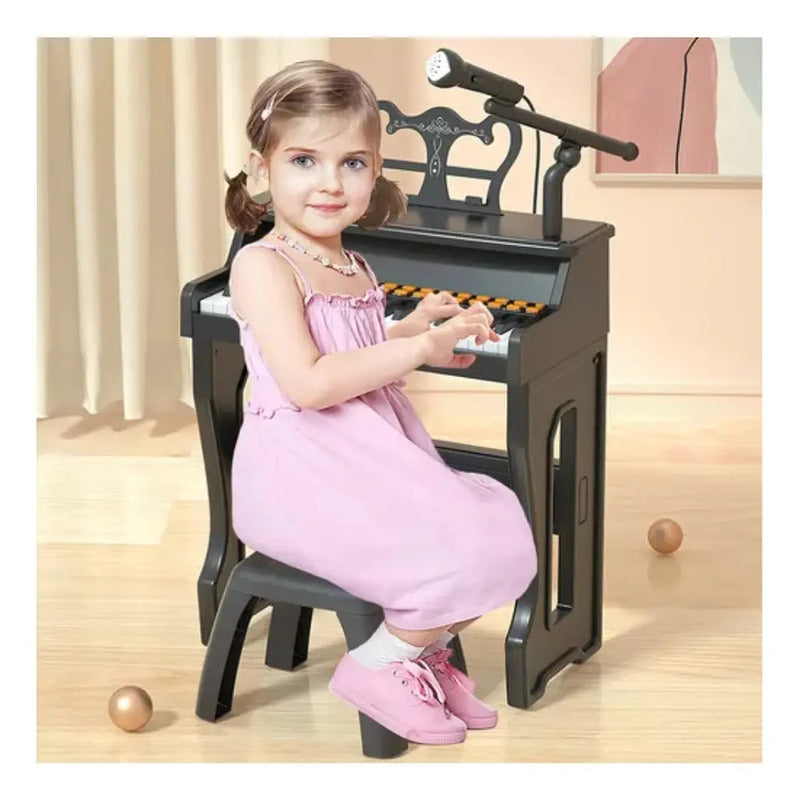 Piano Organeta Clasico Musical 37 Letras Juguetes Con Silla