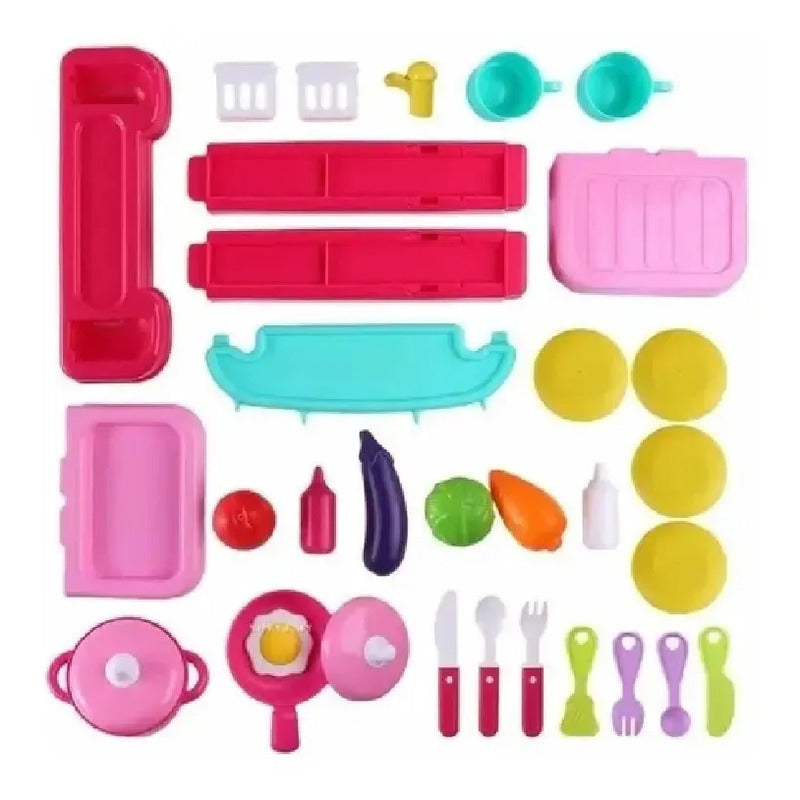 Set De Cocina Infantil Portátil Maleta 008-921 Rosa Chicle