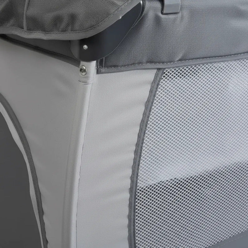 Cuna Corral Camping Plegable Con Toldillo Y Cambiador Rosado Gris Oscuro