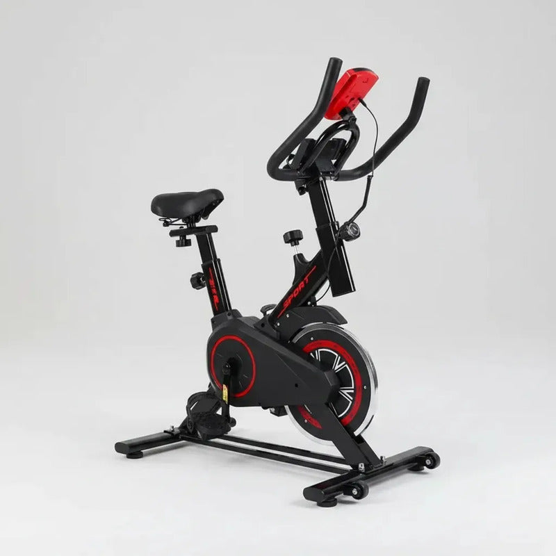 Bicicleta Estática Fitness Station Sport 2024 Spinning Color Negro/rojo
