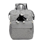 Morral Pañalera Gris Corazones Con Llavero De Mono 8031-gr Gris Nube