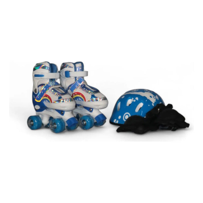 Patines Ajustable Con Luz Y Diseño De Arcoíris Niños Pt-03