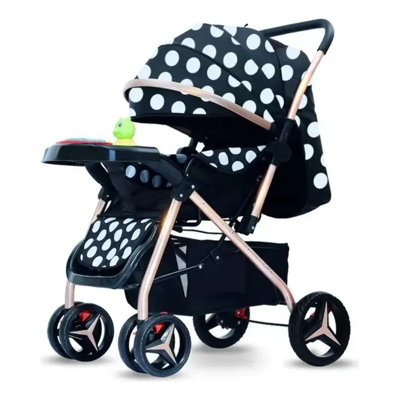 Coche Con Capota Expandible Reversible Pd-602-1 Negro Dorado