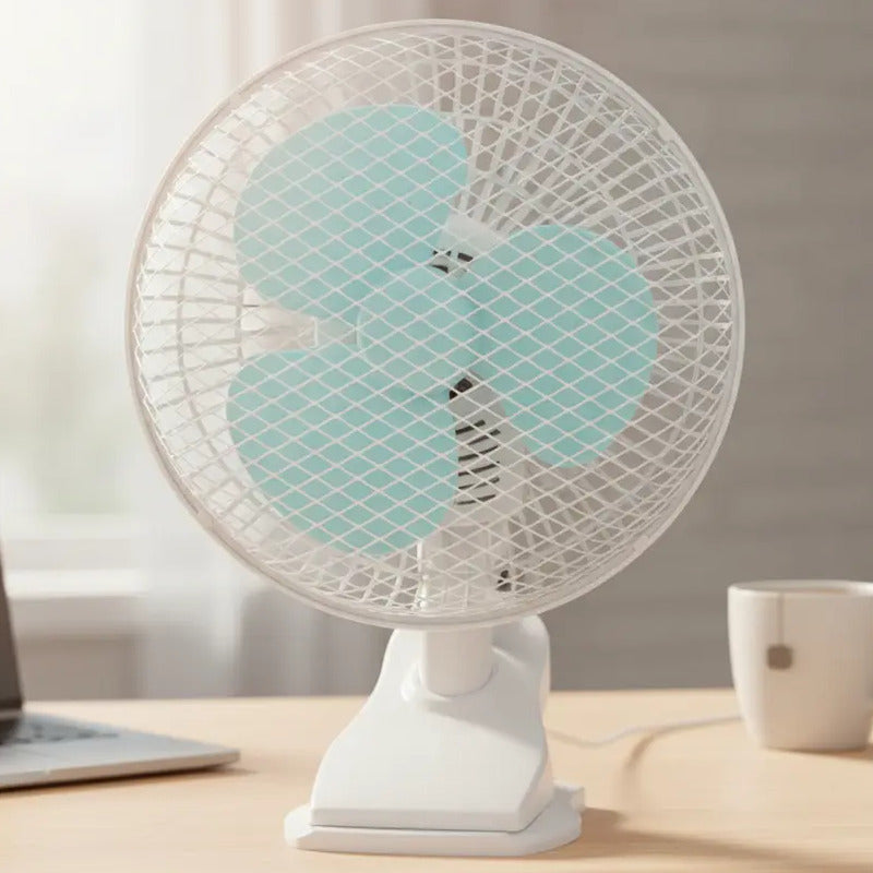 Ventilador De Mesa Y Pinza 2 En 1 Con Oscilación, 2 Velocidades Y Diseño Blanco 3 110v Azul Plástico
