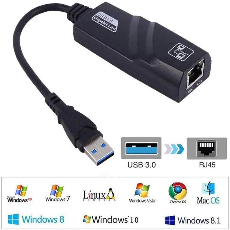 Adaptador Usb 3.0 Gigabit Ethernet 10/100/1000 Mbps Gb3