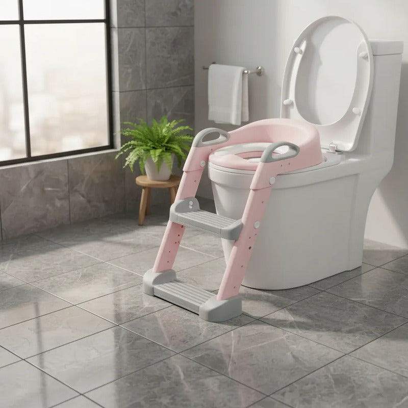 Escalera Baño Entrenamiento Inodoro Niños Os1 Rosado Rosado