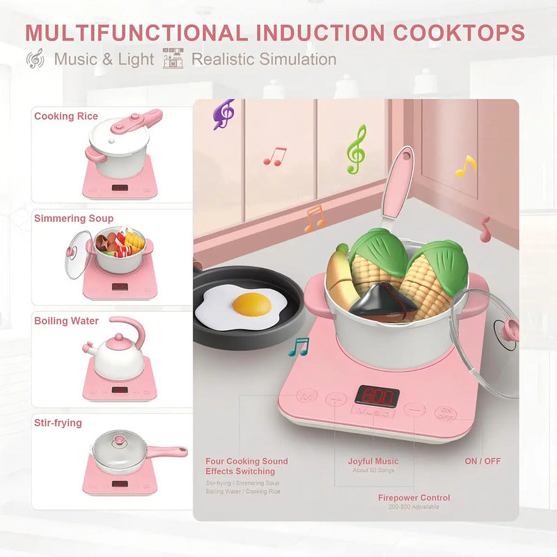 Cocina Infantil Grande Chef 97cm Agua Vapor Sonidos Color Rosa