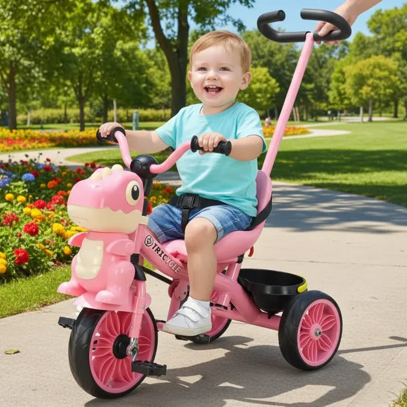 Triciclo Infantil Dinosaurio Con Música Y Cesta Tr-066