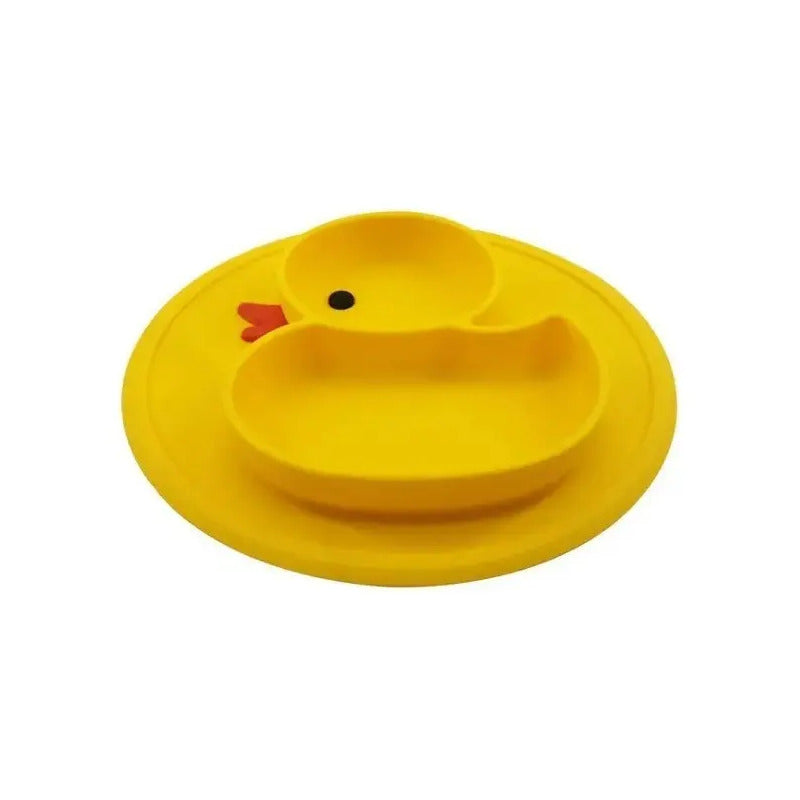 Plato Silicona Antideslizante Para Bebé Hydg-1 Color Amarillo Pato