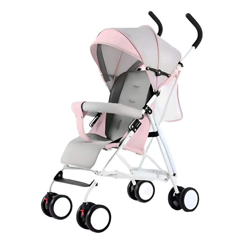 Coche Paseador Para Bebes Y Niños Cierre Facil Pd-701-2 Color Rosa Estructura Blanco