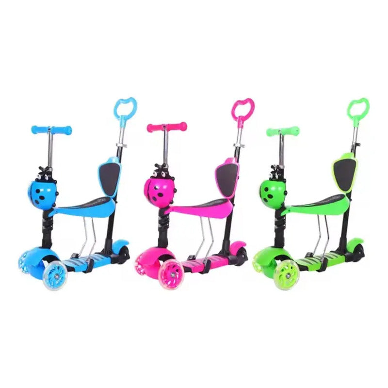 Patineta Scooter Mariquita Infantil Verde Ruedas 20cm Asiento Ajustable Ladybug