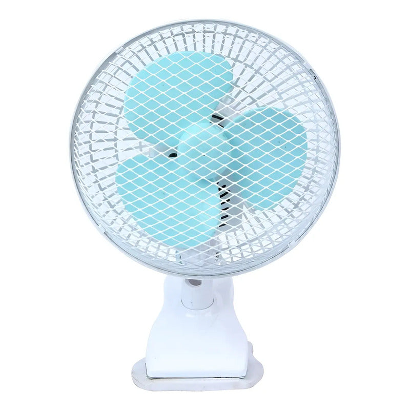 Ventilador Abanico De Mesa Y Pinza 2 En 1 3 Blanco 110v Azul Plástico
