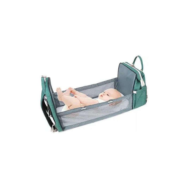 Pañalera Bebé Con Cama Cuna Portatil Cambiador Puerto Usb