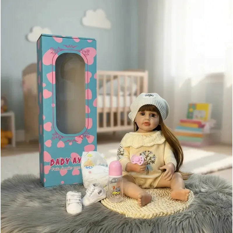 Muñeca Reborn Bebe Realista Tina Silicona 59cm Con Accesorios