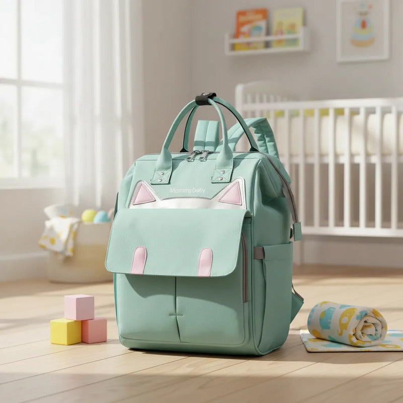 Bolso Pañalera Multifuncional Bebe Mochila Gatico Ref 1403