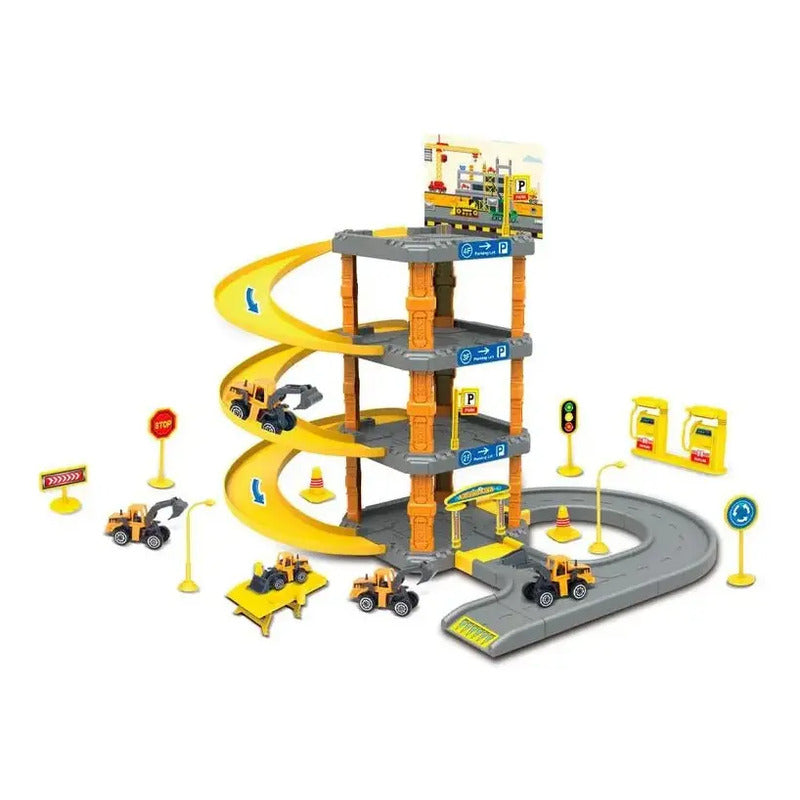 Pista De Carro De Construccion 51 Pcs P3082 Amarillo Con Gris