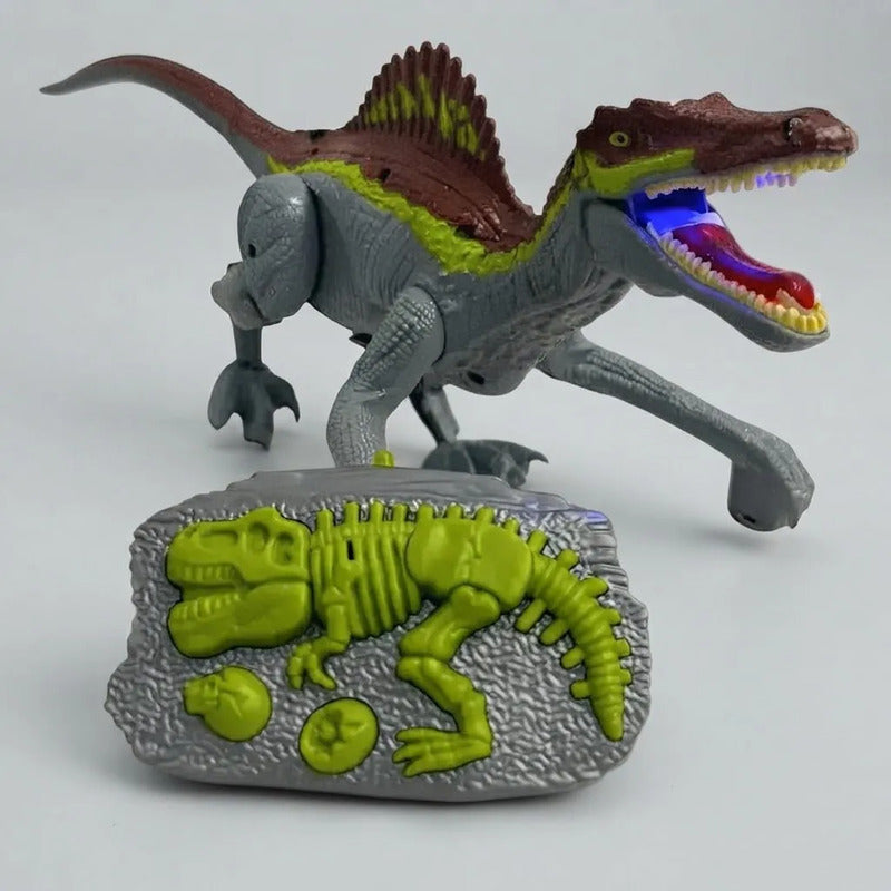 Dinosaurio Con Sonido Luz Control Recargable Gris N-6545-gr Marrón