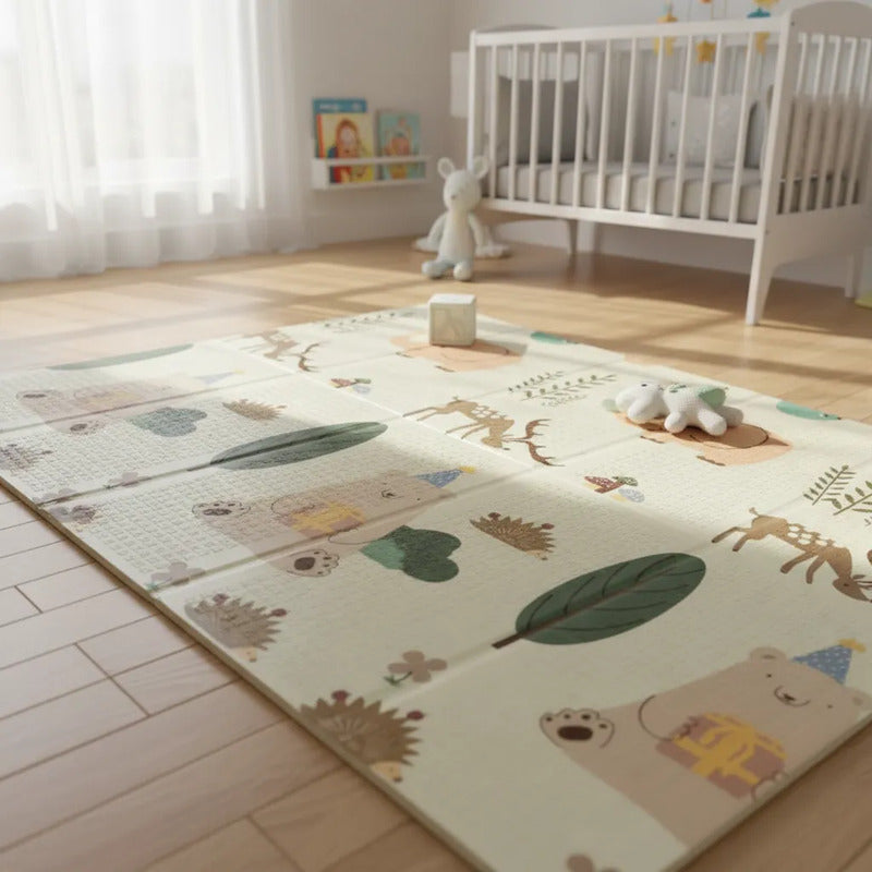 Tapete De Juego Plegable Gateo Bebé 200x180 Cm Doble Faz Elefante-pinguino