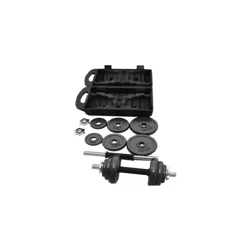 Kit Pesas Mancuernas 20 Kg 40 Lb Gimnasio Portatil + Estuche Negro