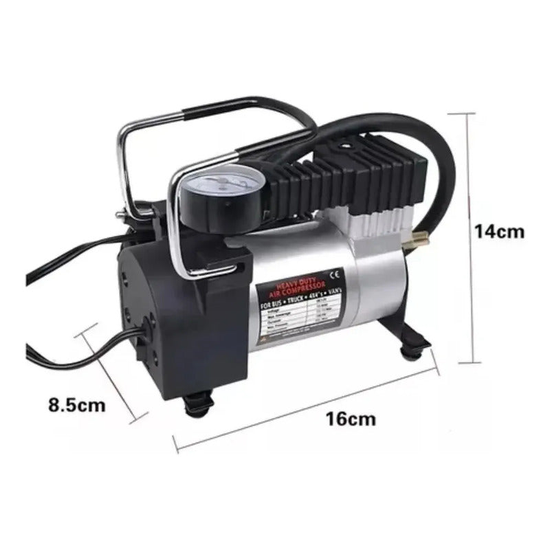 Mini Compresor De Aire Vehiculos, Ciclas, Inflador 12v Gris 12v