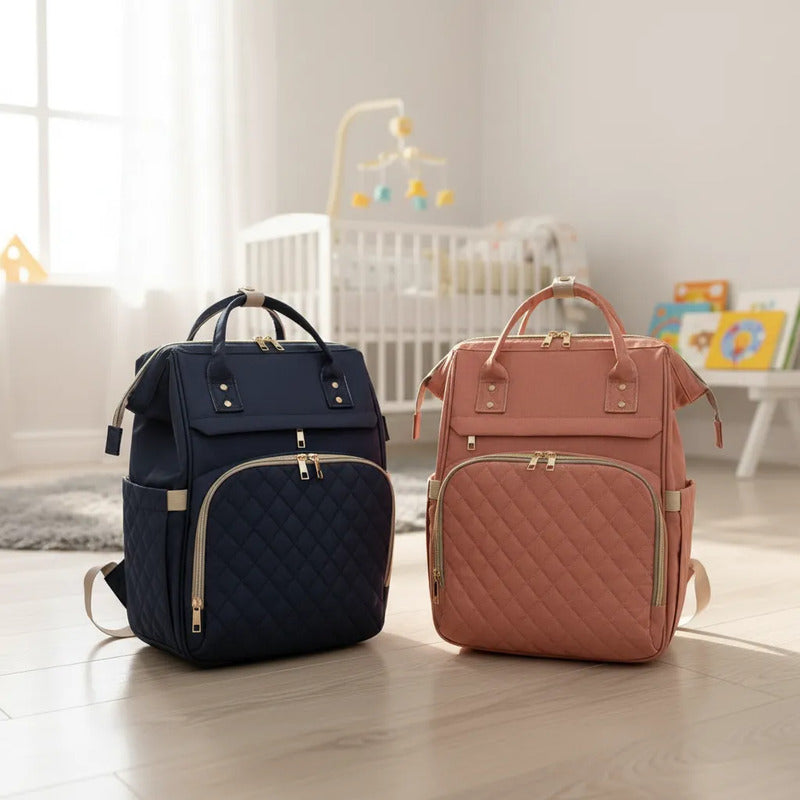 Bolso Pañalera Morral Moderno De Bebe 11519-14 Azul Lisa