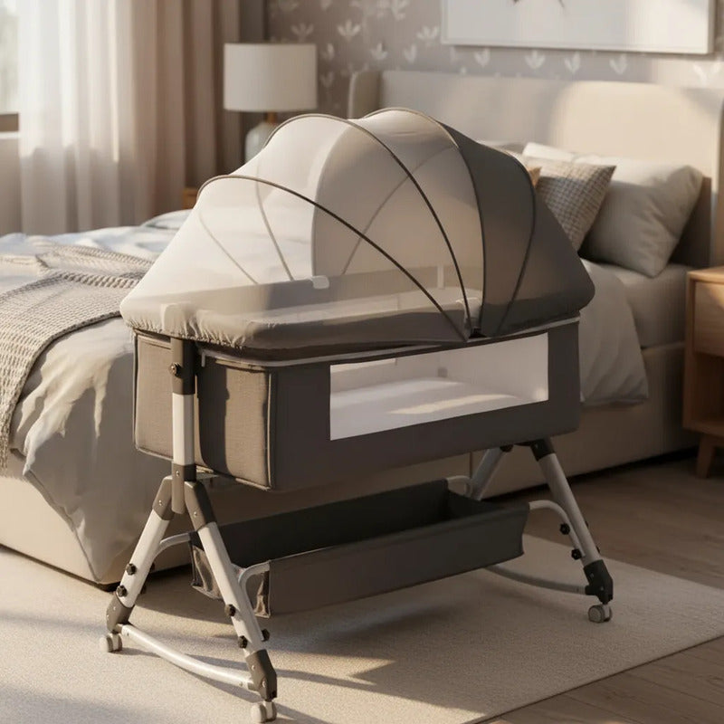 Cuna Colecho Para Bebe Con Mosquitero Mecedora Y Organizador