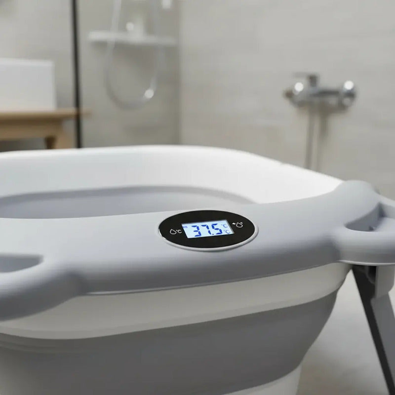 Bañera Plegable Portátil Con Termómetro Y Cojín Malla 6868