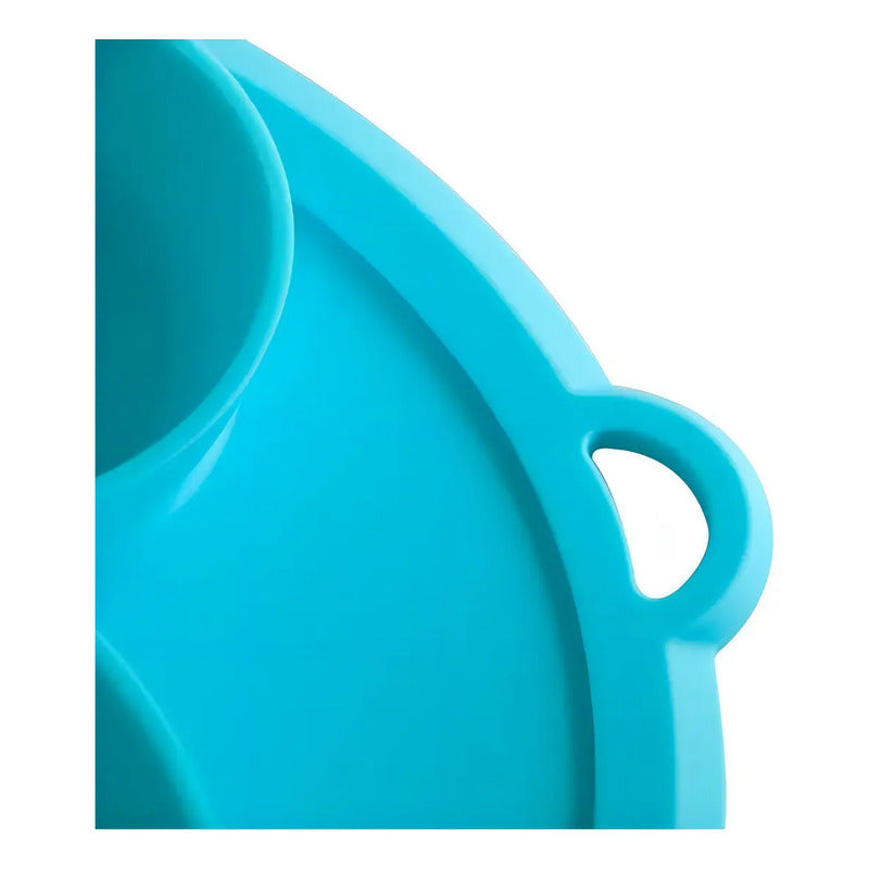 Plato De Silicona Para Bebé Antideslizante Con 3 Compartimentos Y Libre De Bpa, Azul Marino