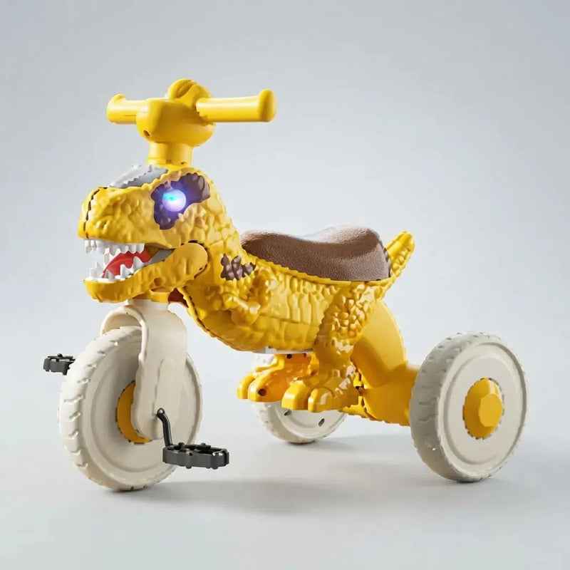 Triciclo Andador Infantil Dinosaurio Con Luces Y Música 6066 Naranja