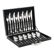 Juego Cubiertos 24 Piezas Acero Inoxidable Caja Negra