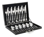Juego Cubiertos 24 Piezas Acero Inoxidable Caja Negra  (Liquidación por Empaque)