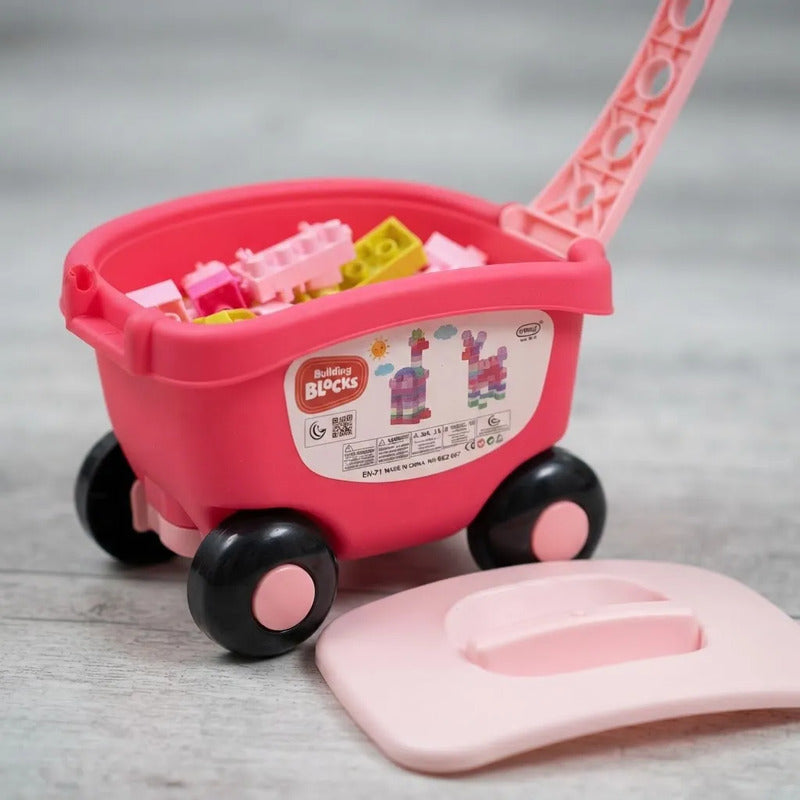 Armatodo Bloques Construcción 140 Piezas Con Carro Juguete 140 Carrito Rosado