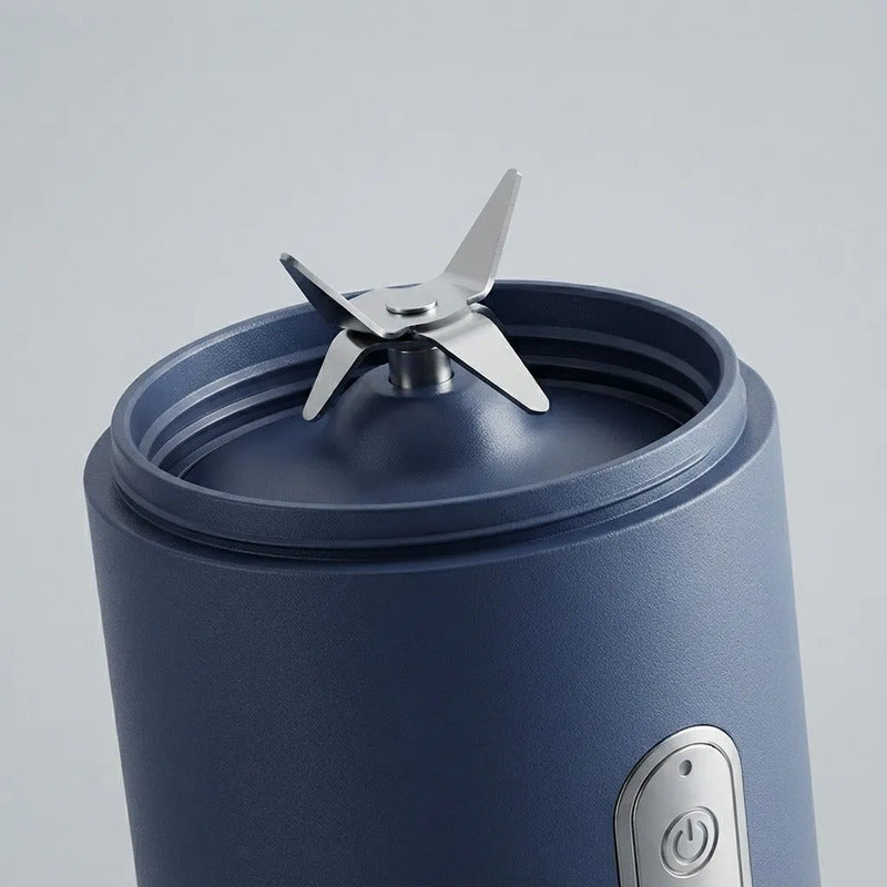 Mini Licuadora Portátil Con Doble Vaso 400ml Azul 12v