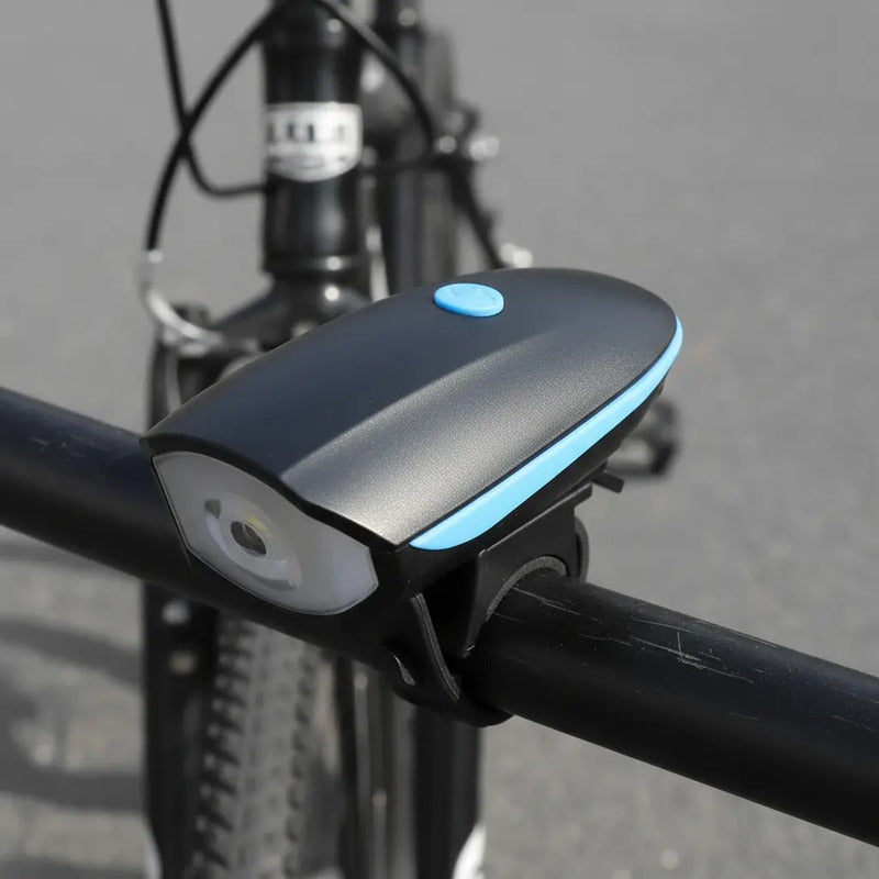 Luz Linterna Blanca Con Pito Bicicleta Recargable 250 Lumens