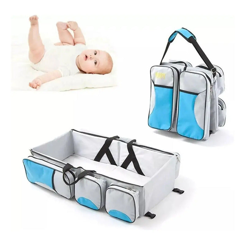 Morral Pañalera Portátil 3 En 1 Asoleador Impermeable Bebé