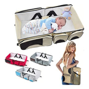 Morral Pañalera Cuna Cambiador 3 En 1 Dgtx Beige Impermeable Bebé 0-6 Meses Beis Tela