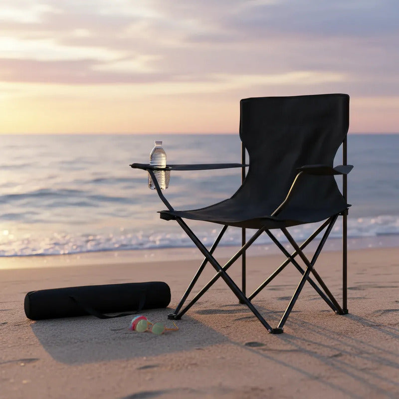 Silla Plegable Con Soporte Para Brazo Camping Parque Playa