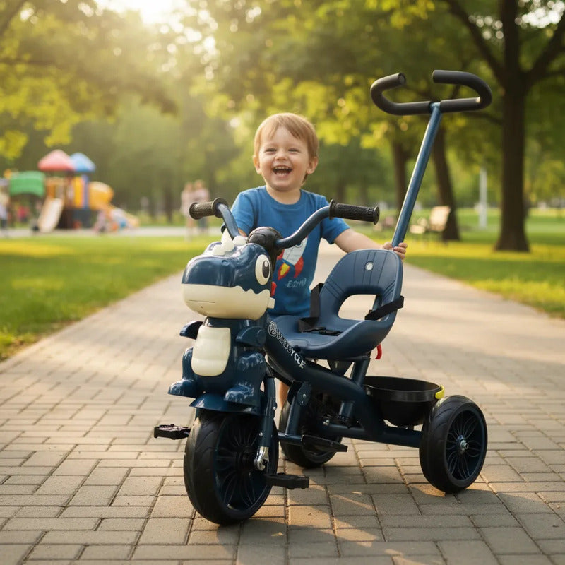 Triciclo Infantil Dinosaurio Con Música Y Cesta Tr-066