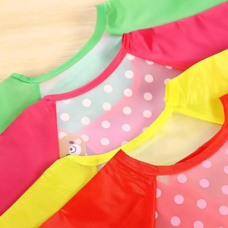 Babero Delantal Bebés Y Niños De Manga Larga Impermeables