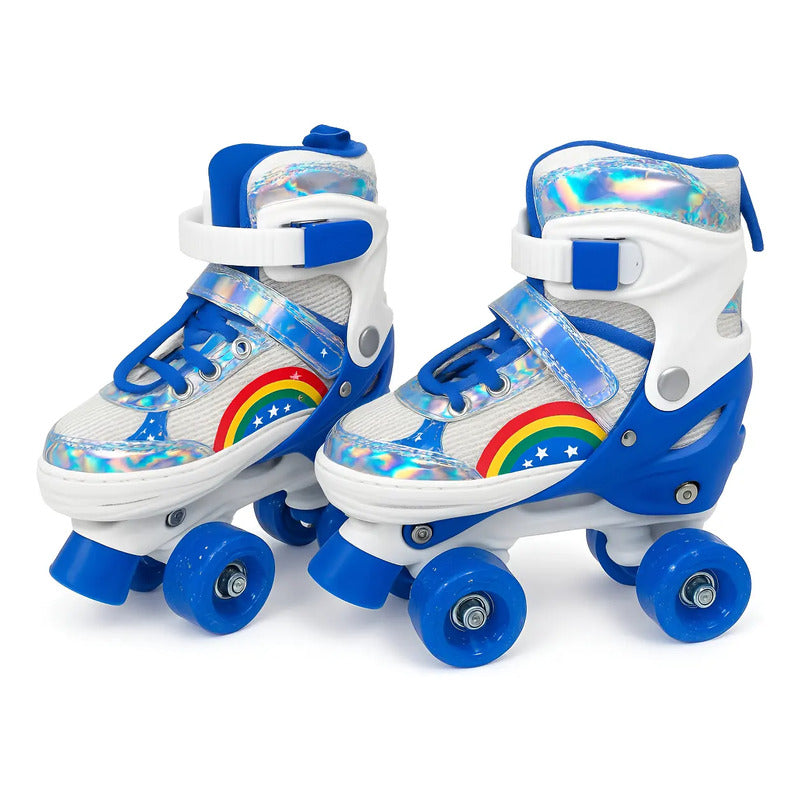 Patines Ajustable Con Luz Y Diseño De Arcoíris Niños Pt-03