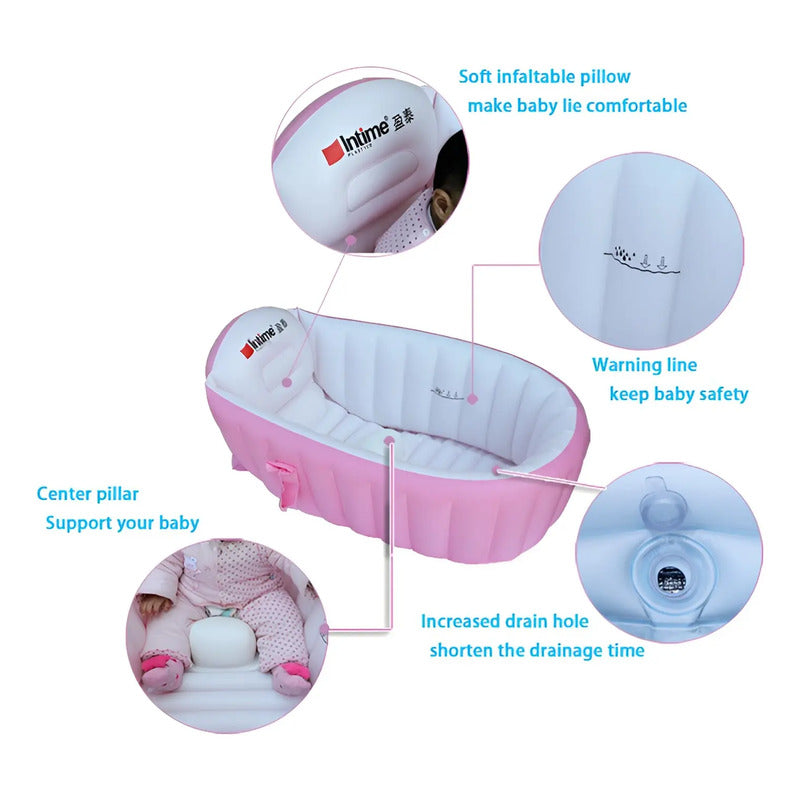 Piscina Bañera Tina Inflable Para Bebes 88x58x28cm