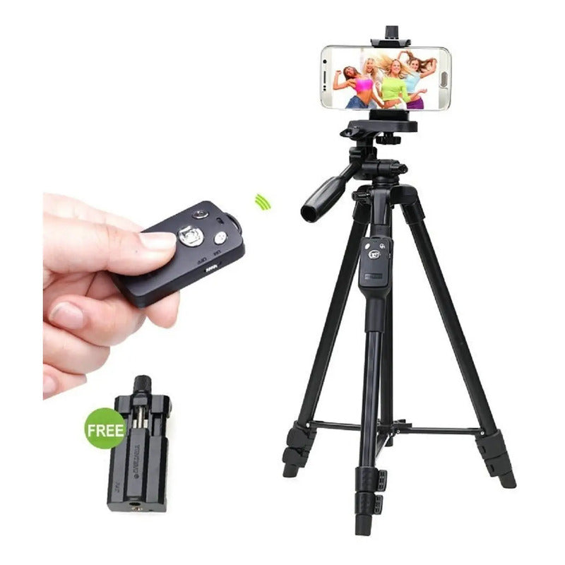 Nuevo Tripode Yunfeng 3388  Con Soporte Para Celular Con Niv Negro